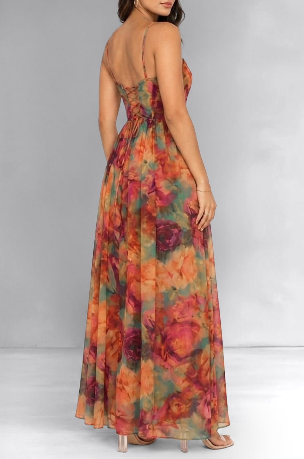 Floral Multi Color Sweetheart Corset Maxi Dress