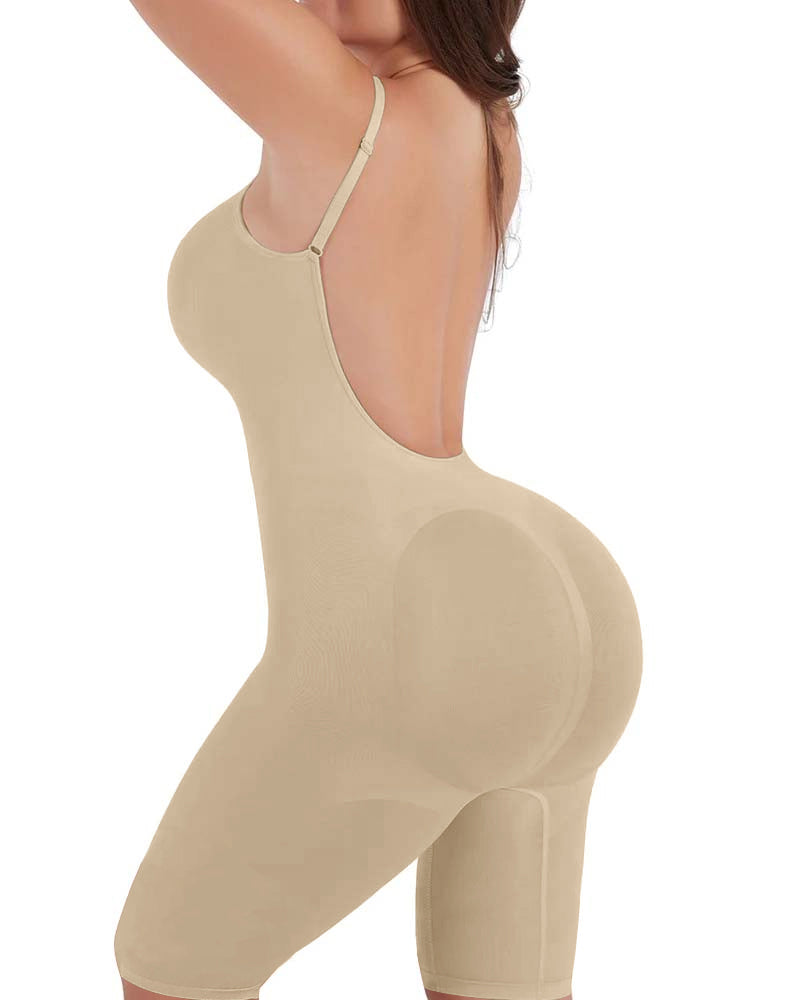 Seamless Backless Mid-Length Full Body Shaper Tan