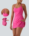 Easy Peezy Backless Sports Dress With Pockets