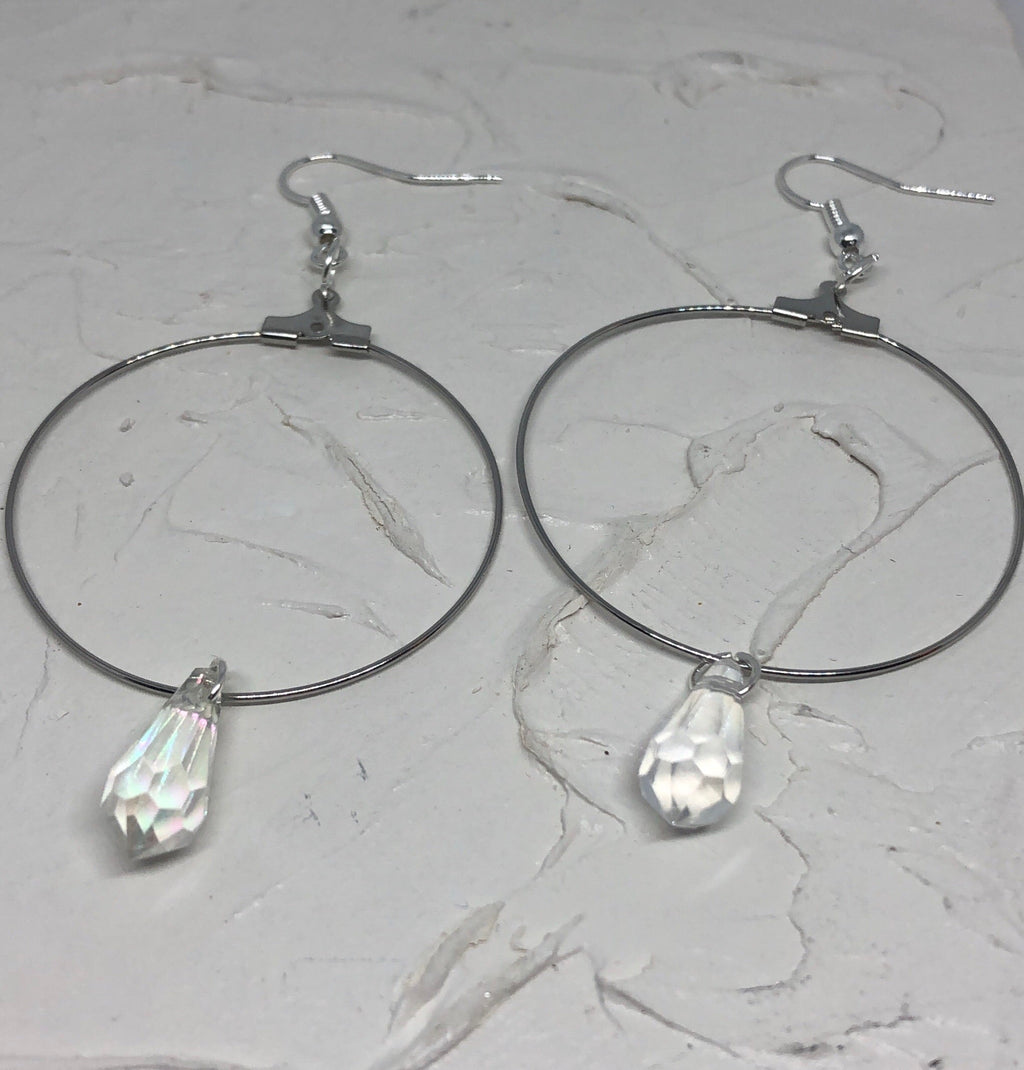 Crystal pendant hoops