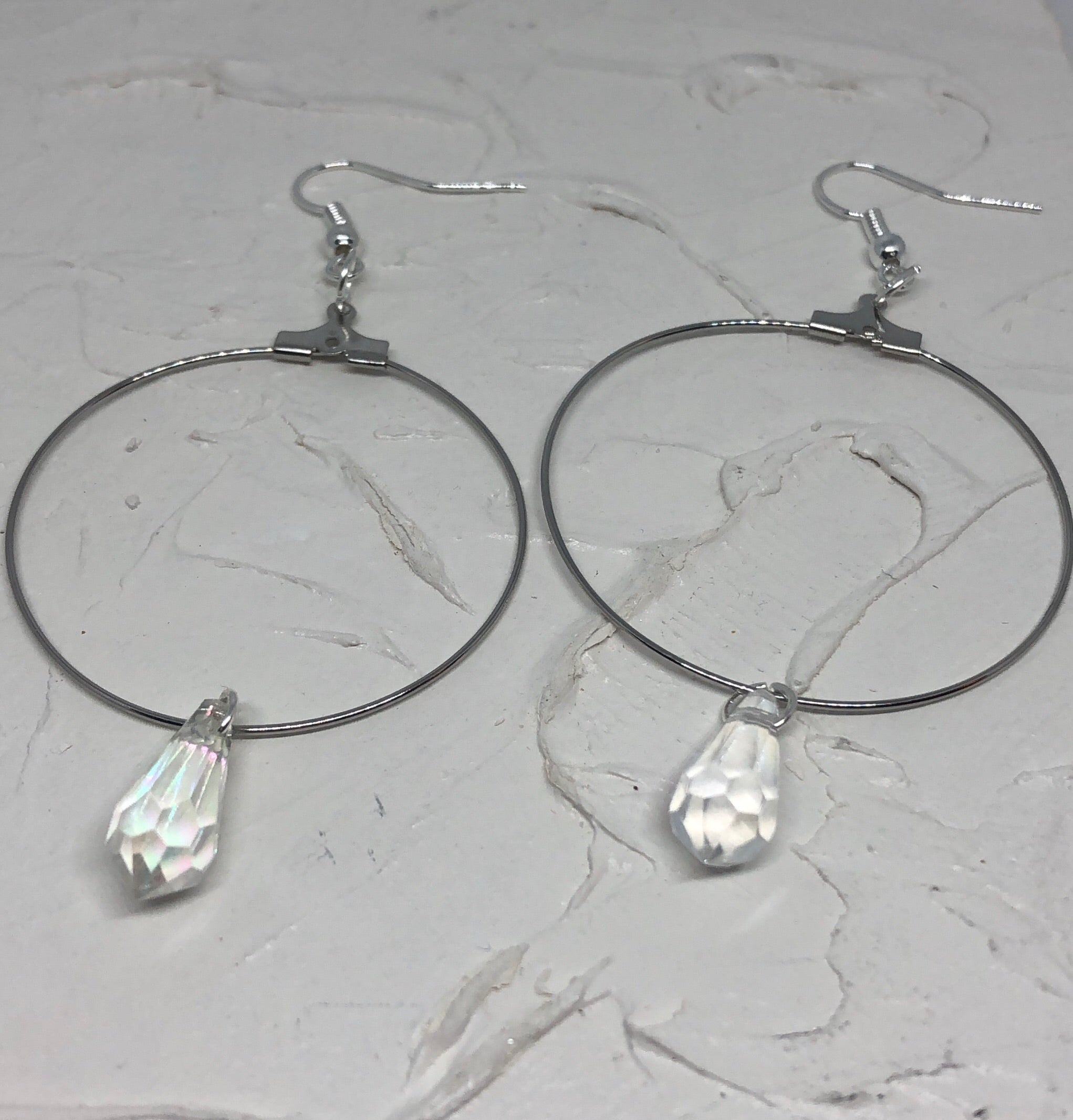 Crystal pendant hoops