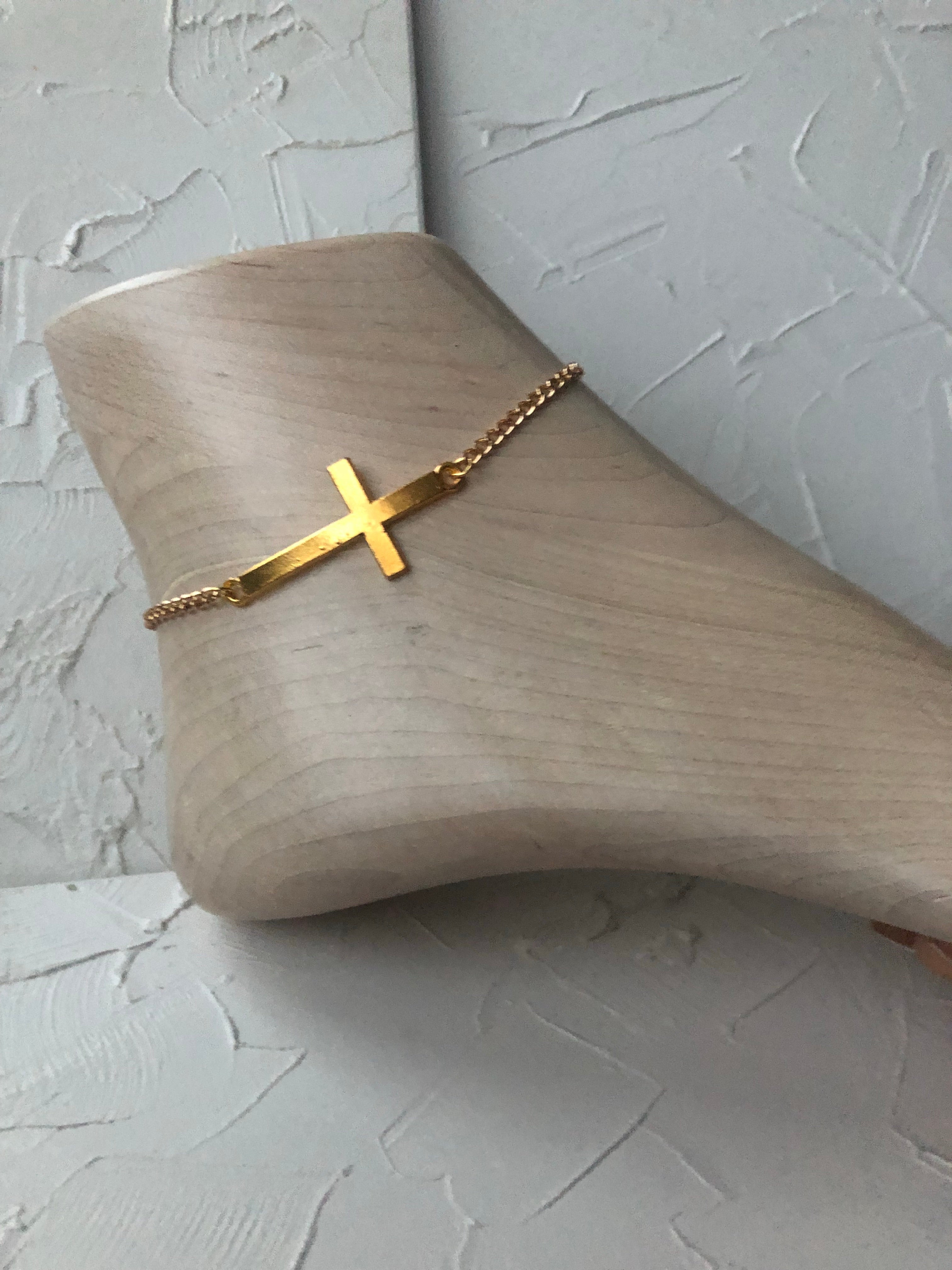 Gold cross anklet