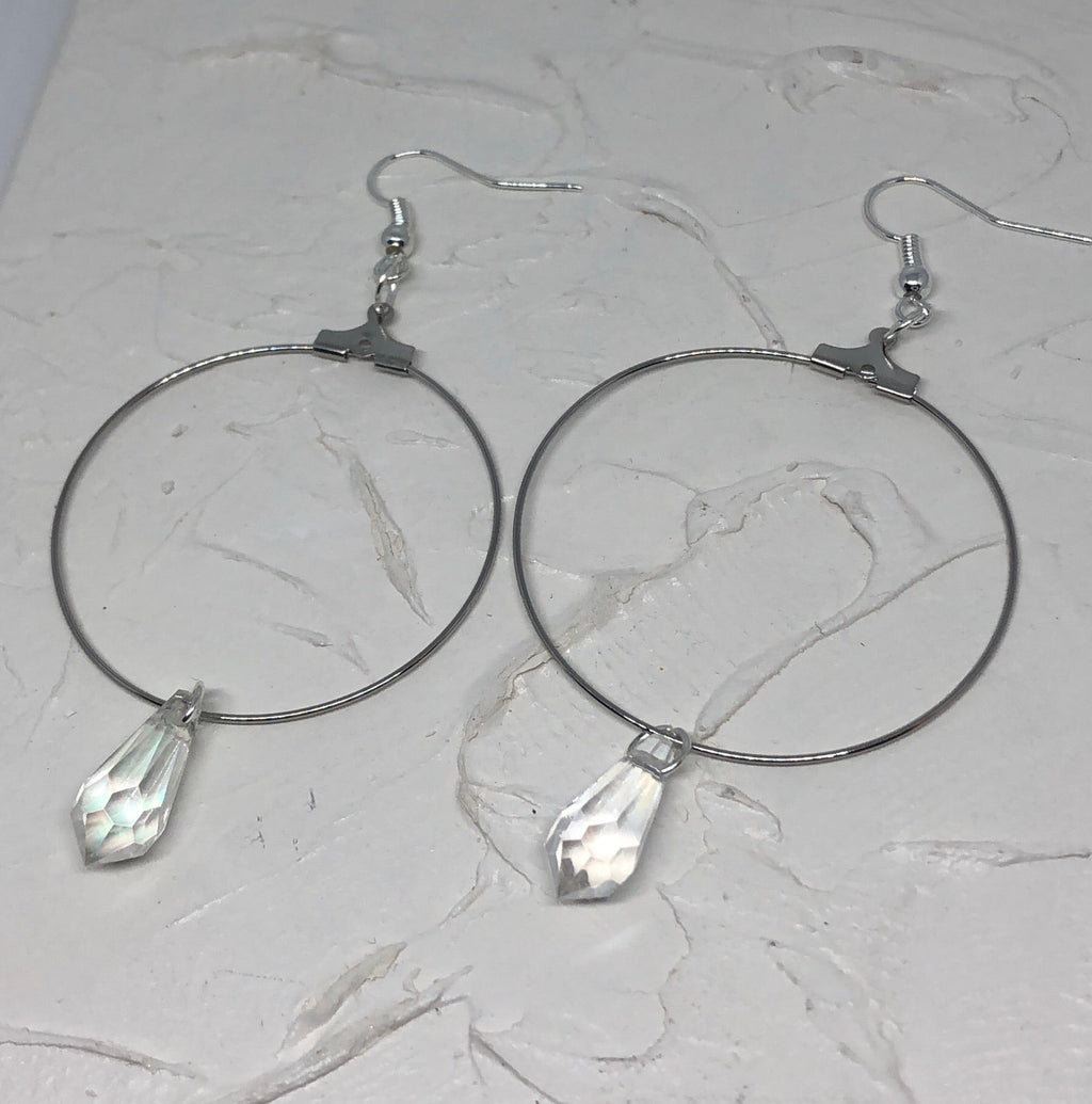 Crystal pendant hoops