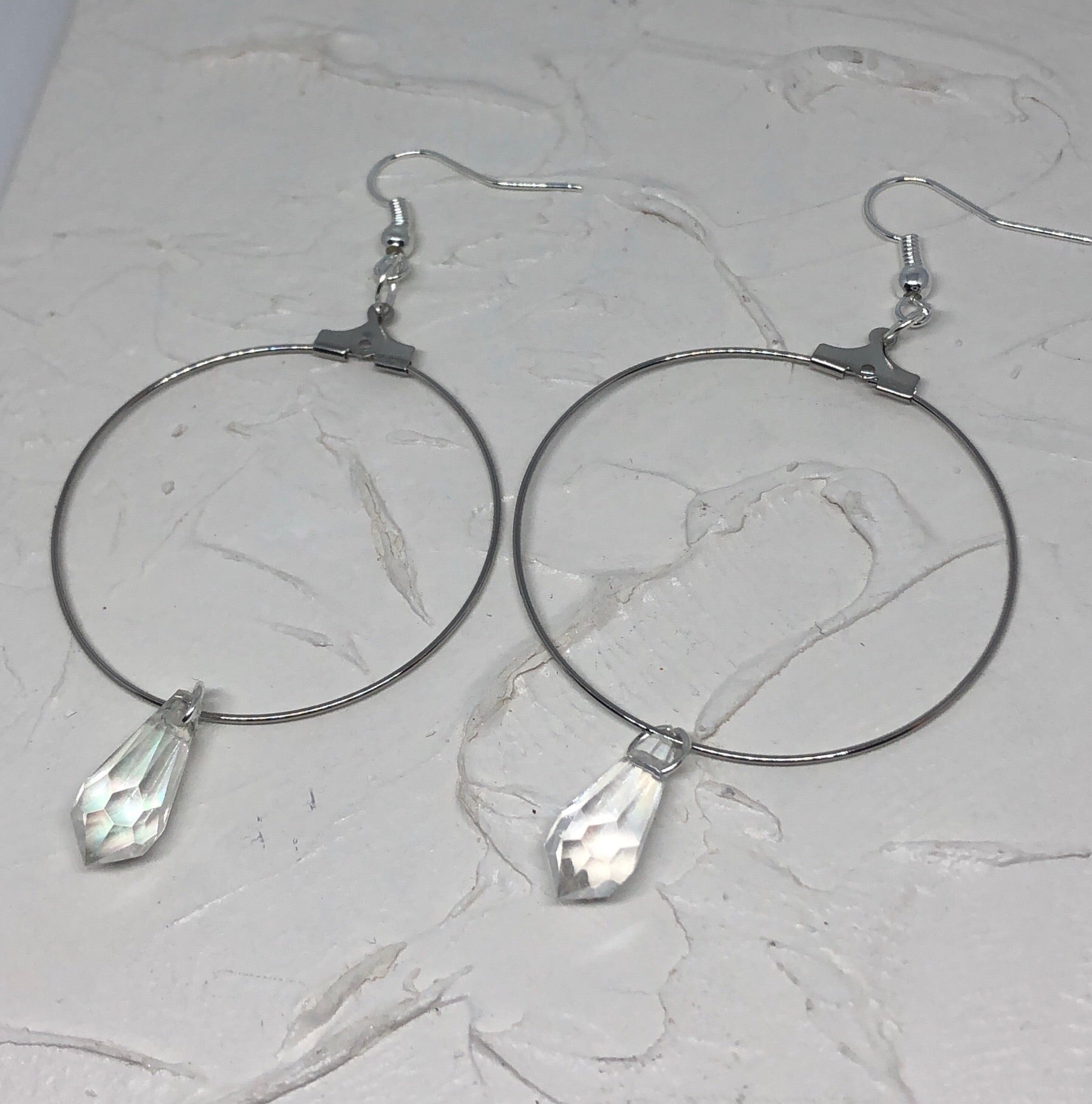 Crystal pendant hoops