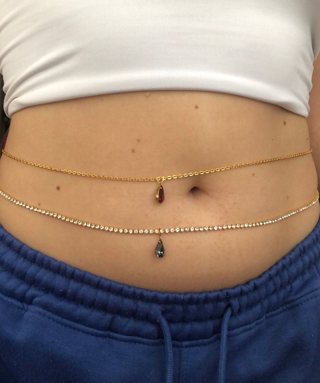 Rain drop belly chain