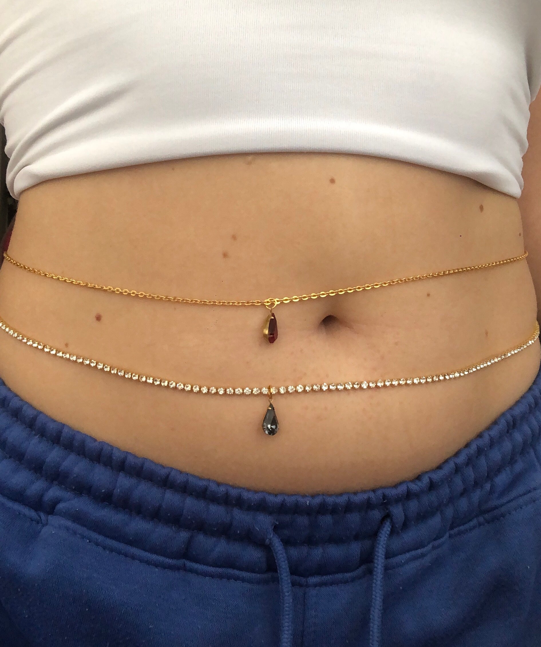 Rain drop belly chain