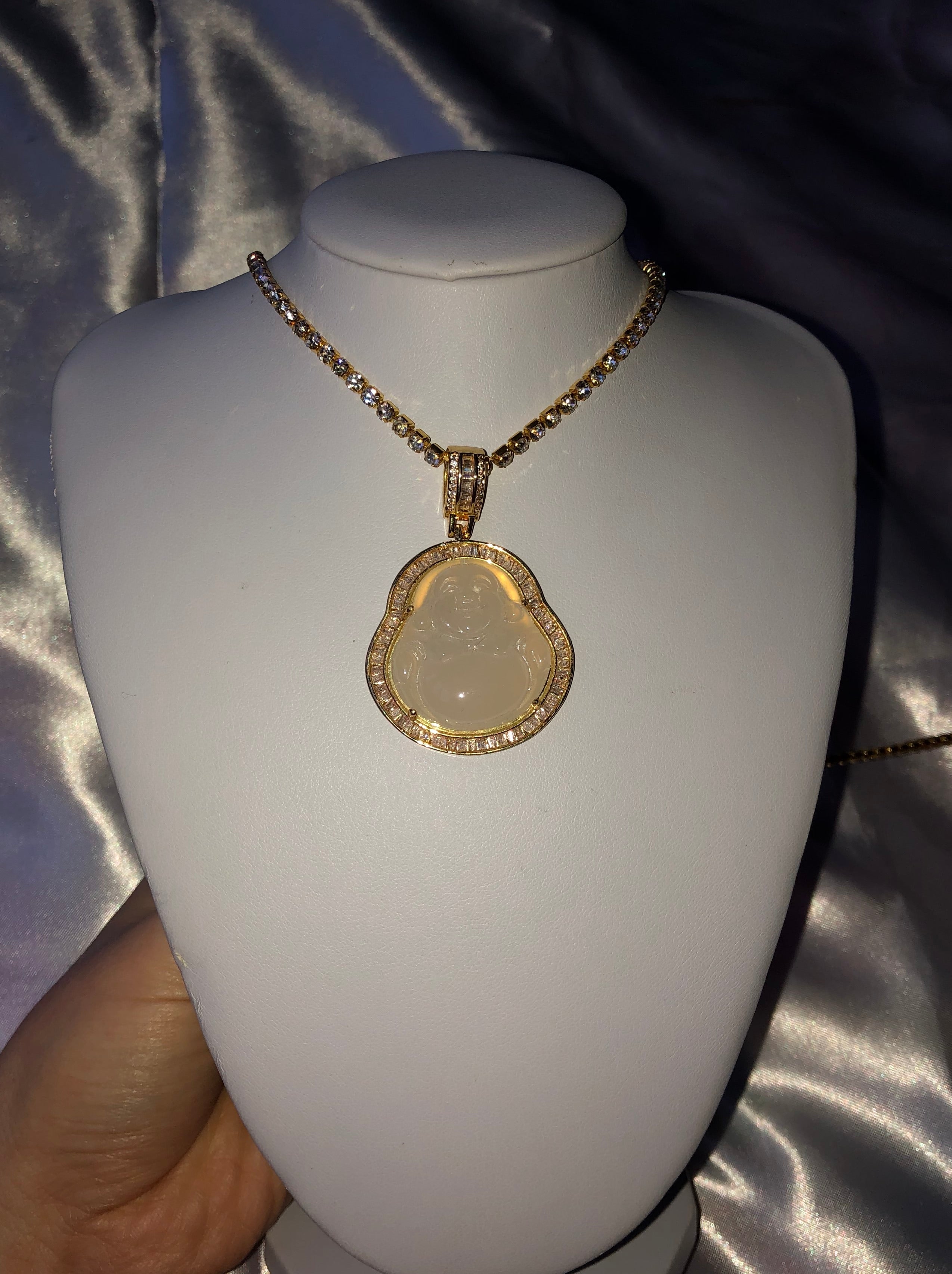 Rhinestone Buddha necklace