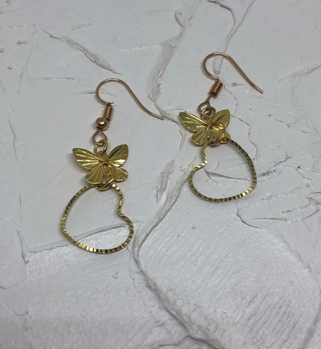 Butterfly heart earrings