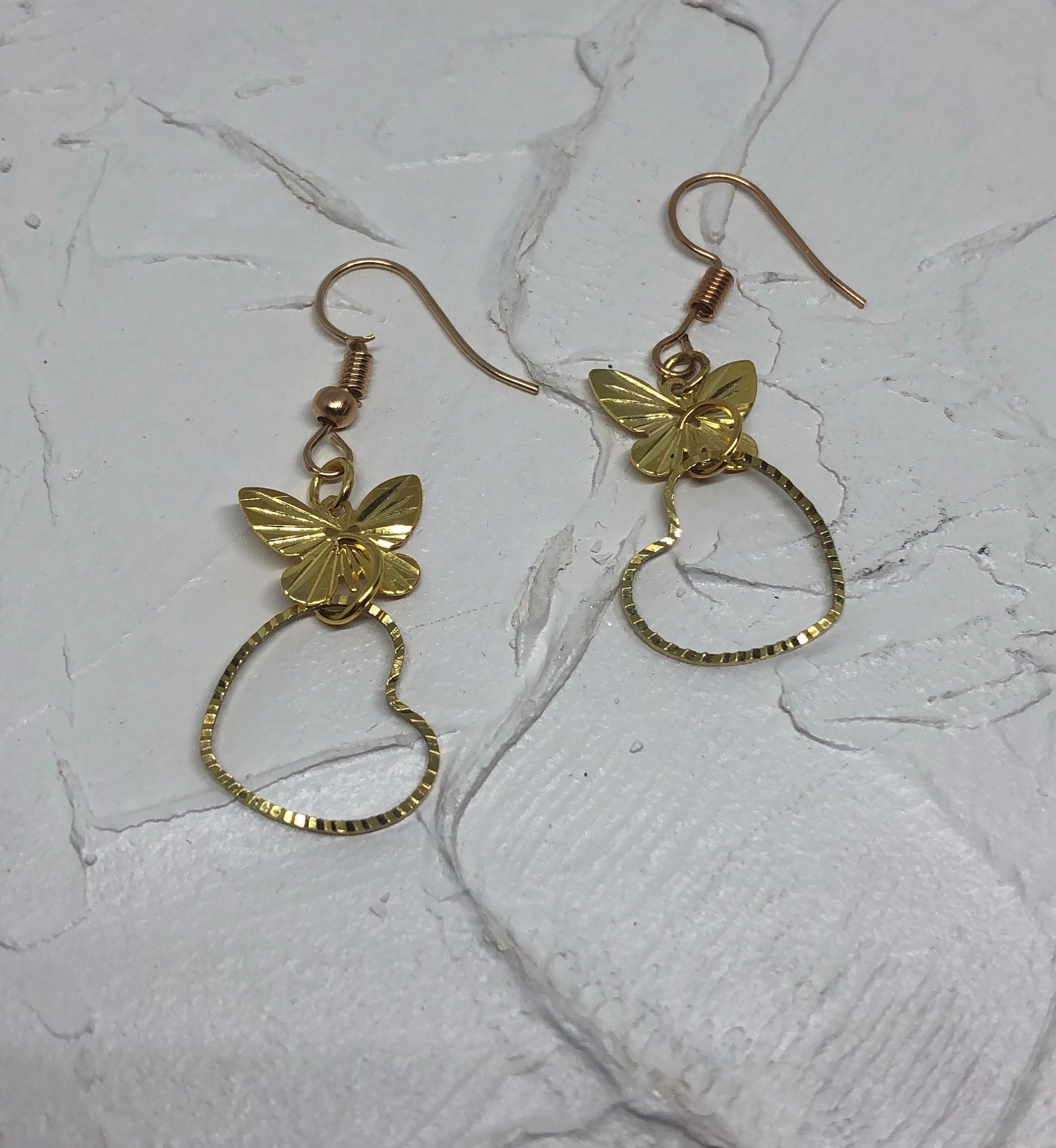 Butterfly heart earrings