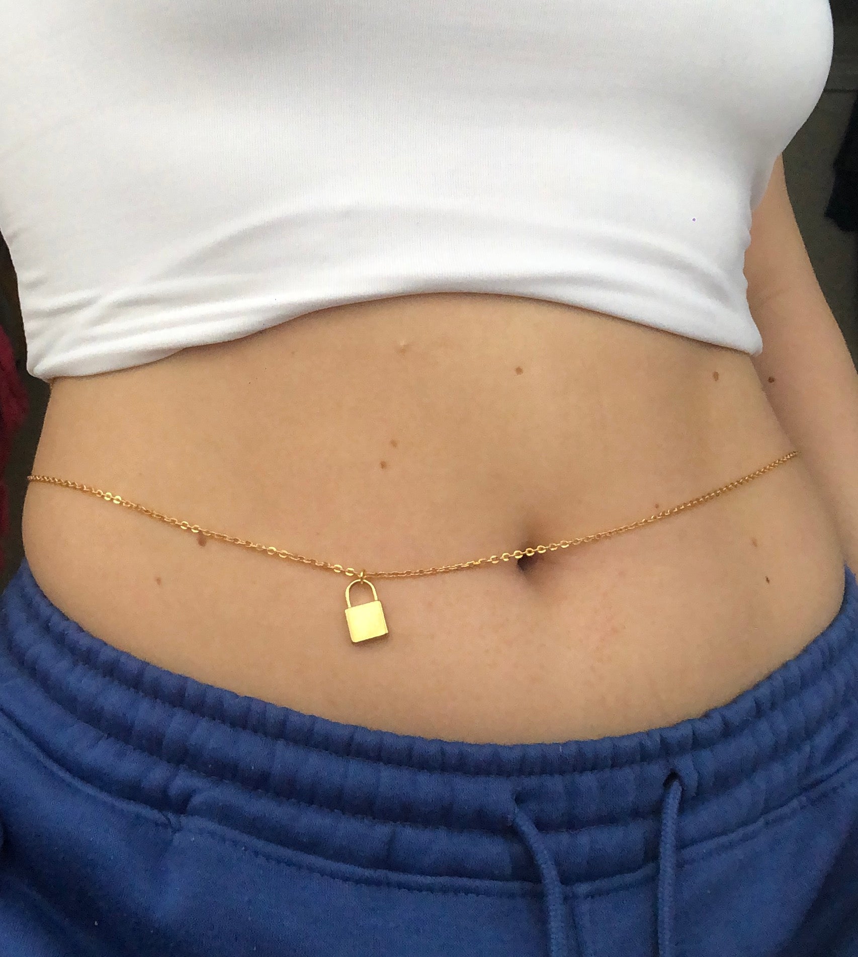 Anchor/Lock pendant belly chain Lock