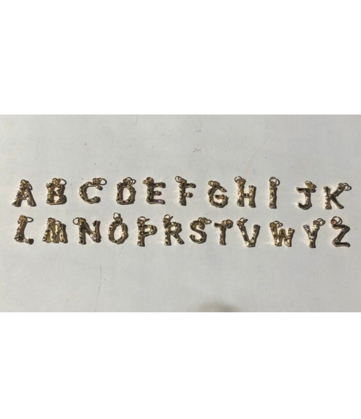 Rhinestone bamboo letter necklace
