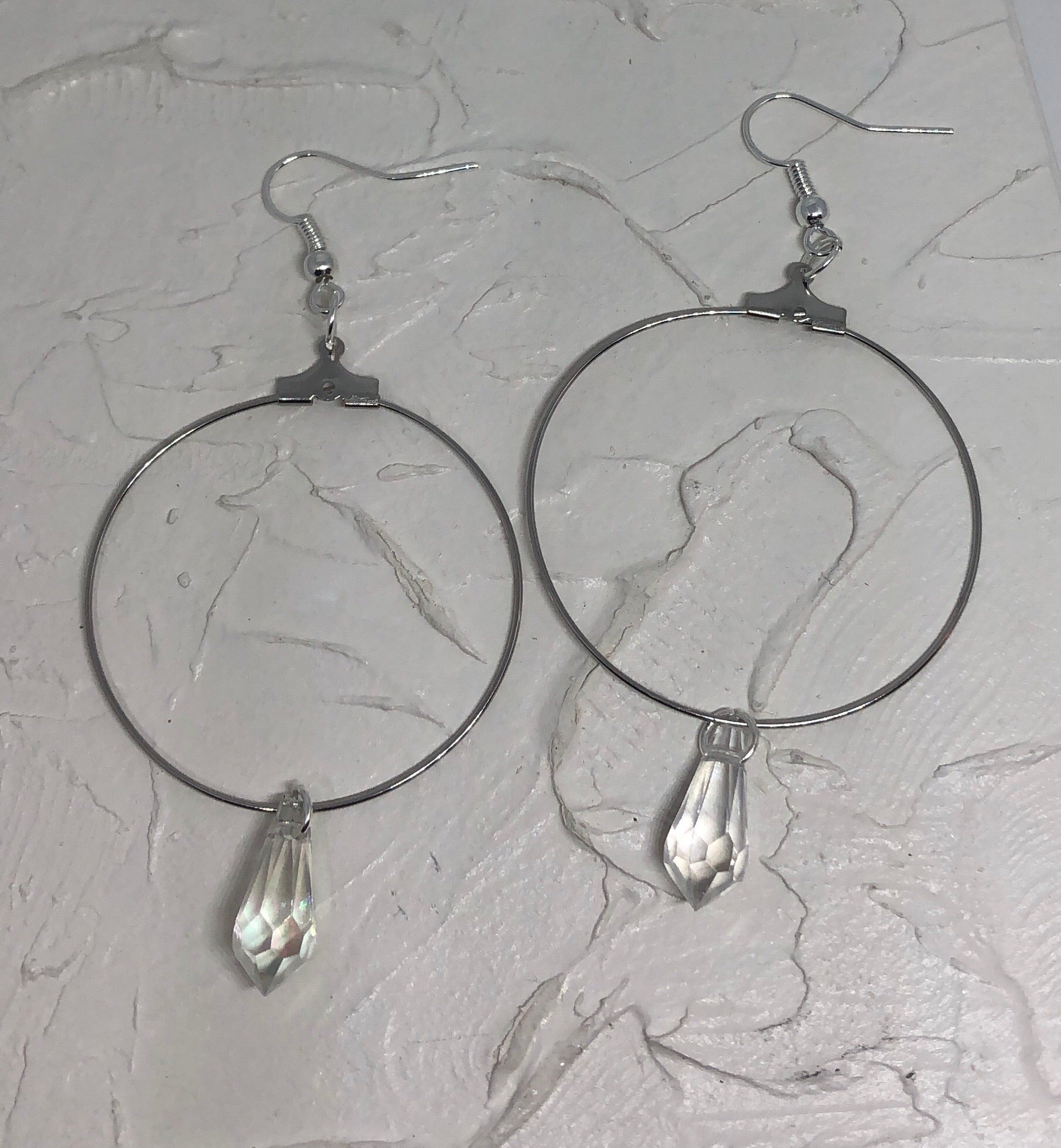 Crystal pendant hoops