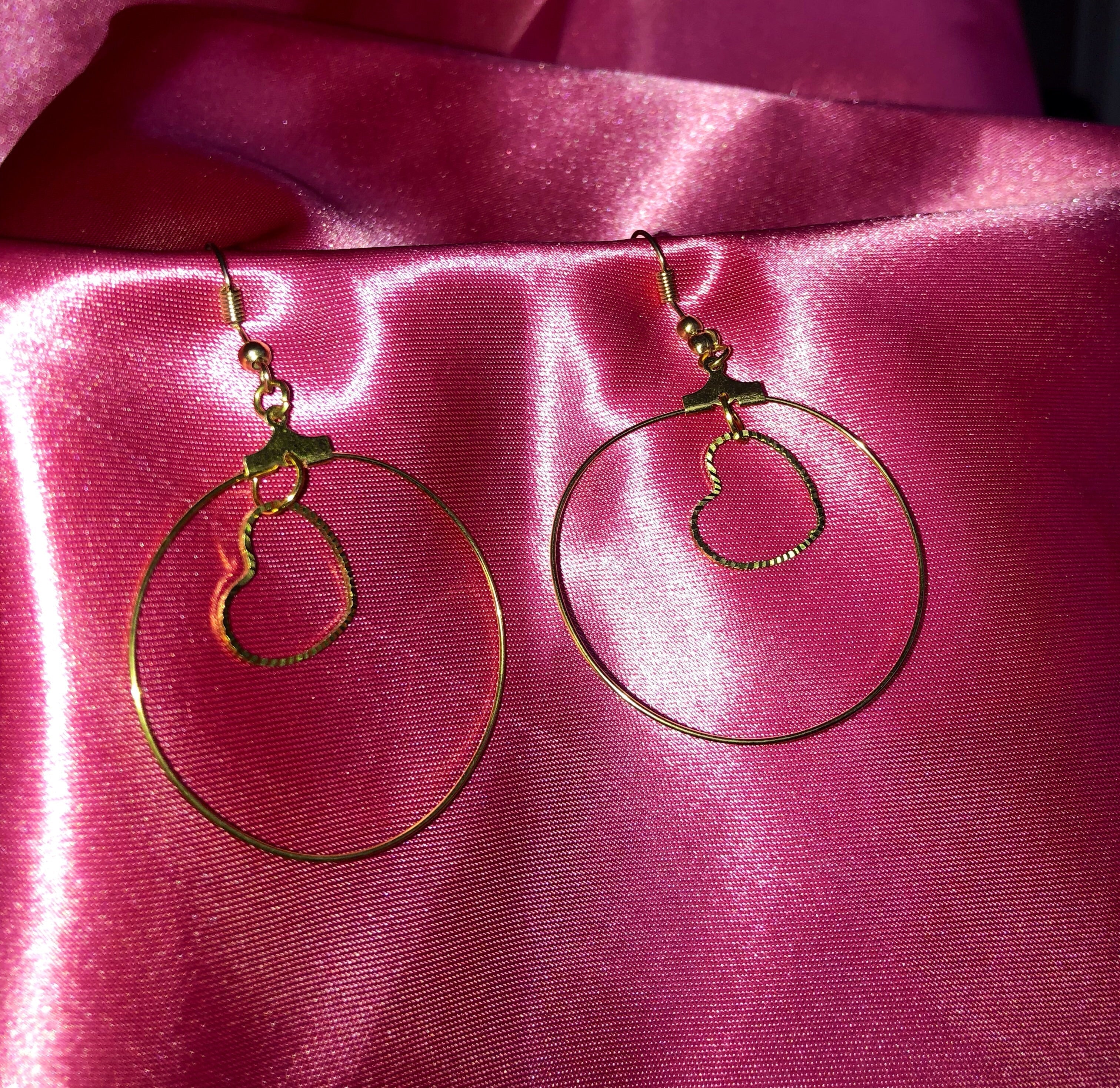 Heart hoop earrings