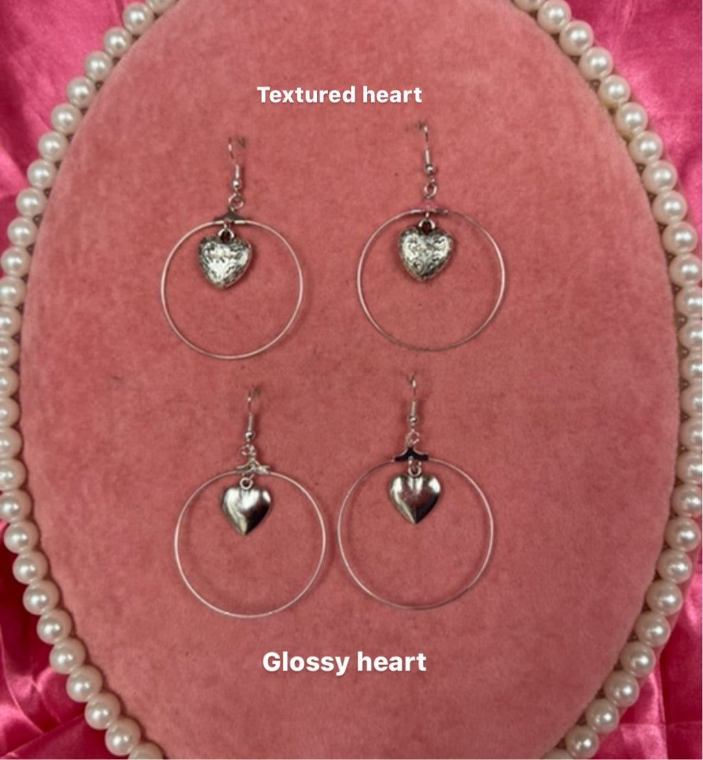 Silver heart hoops