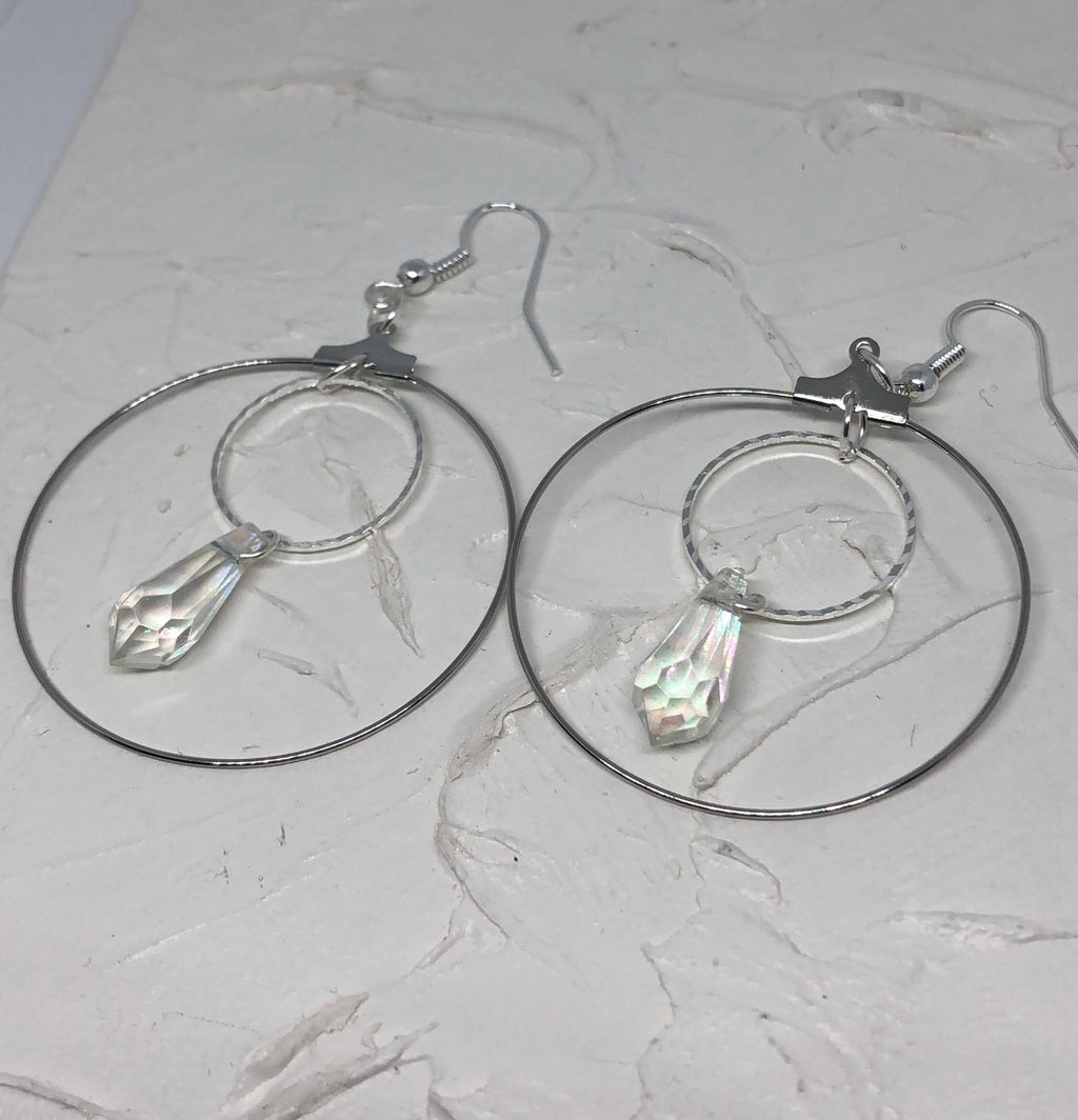 Crystal drop round earrings