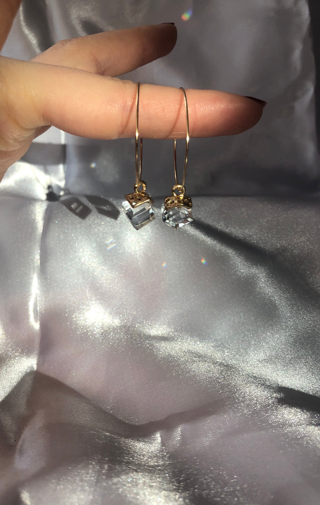 Crystal cube hoops
