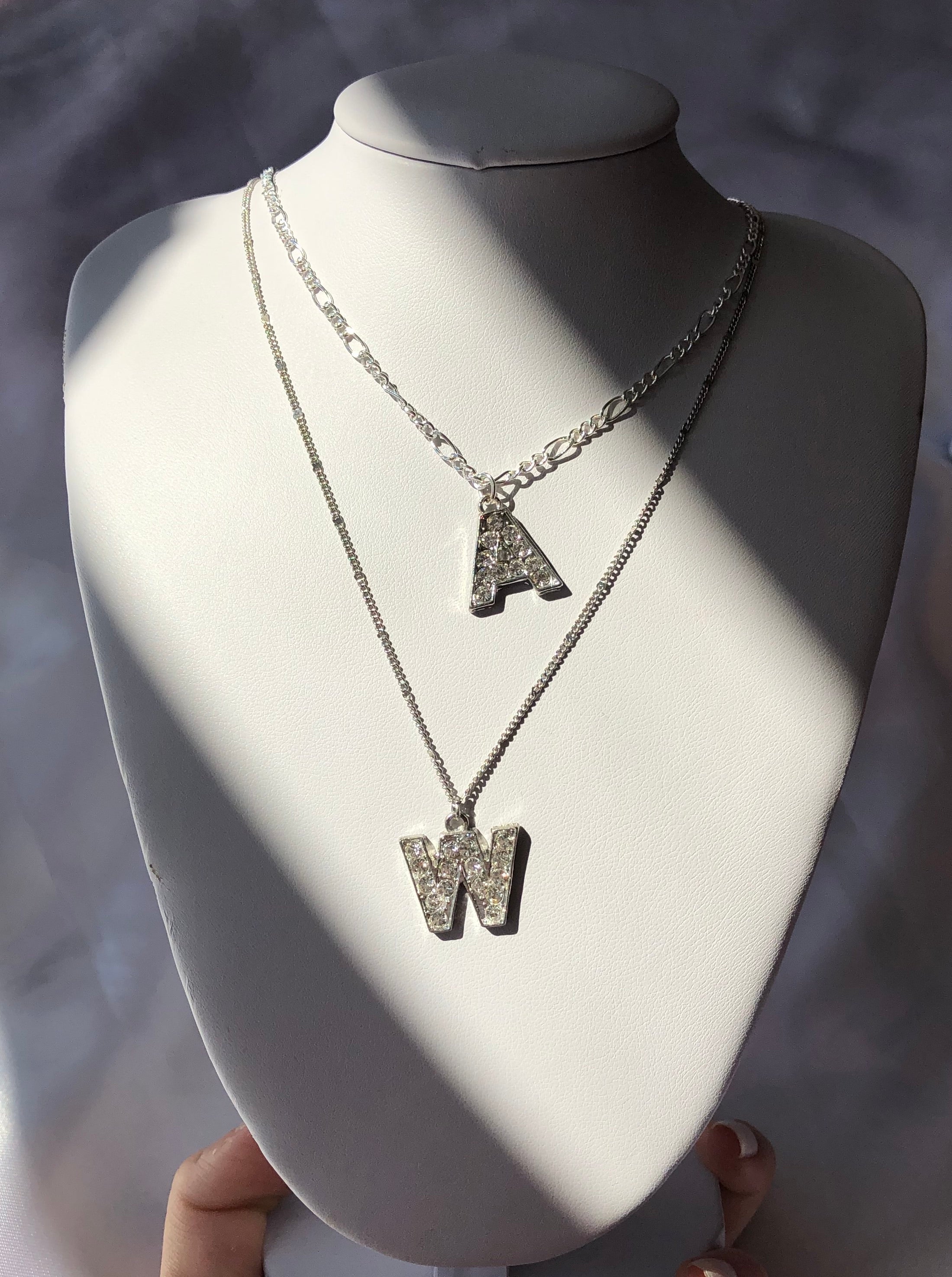 Silver letter necklace
