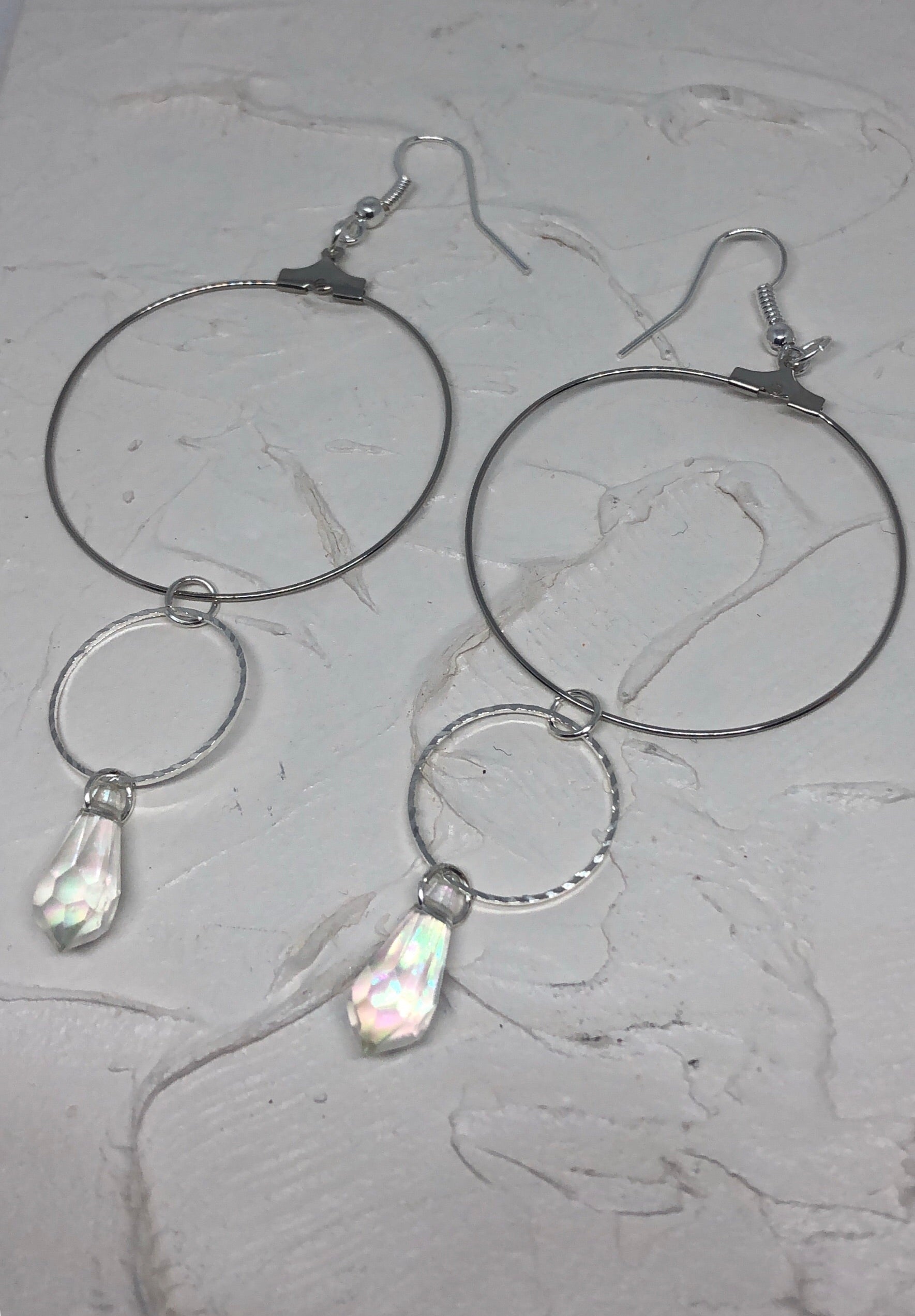 Rain drop double circle hoops