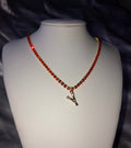 Rhinestone bamboo letter necklace