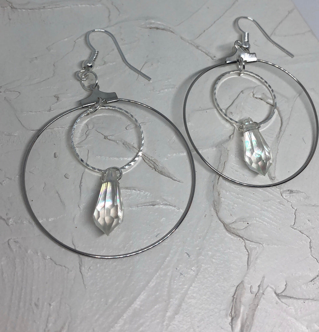 Crystal drop round earrings