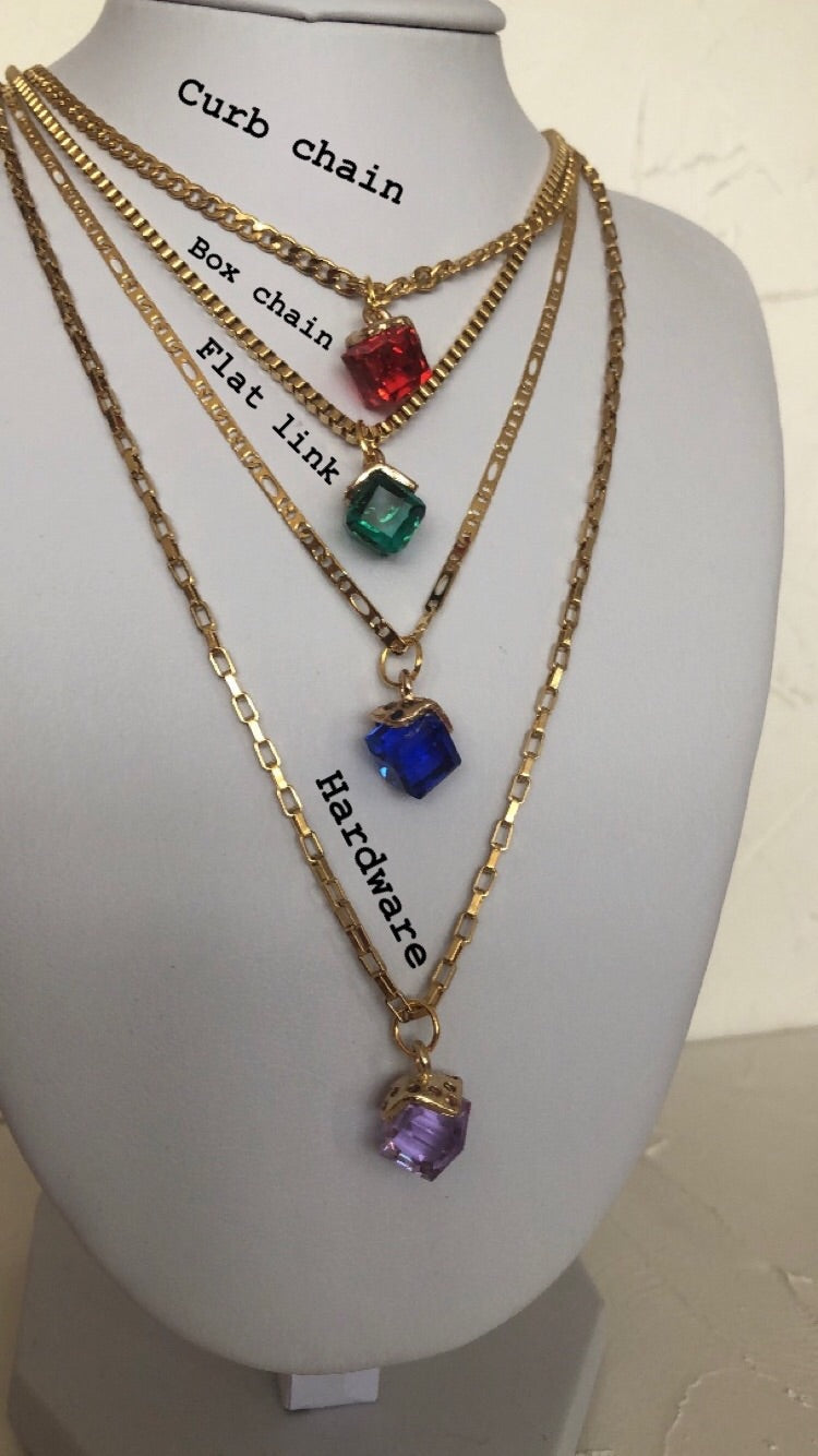 Crystal cube pendant necklace