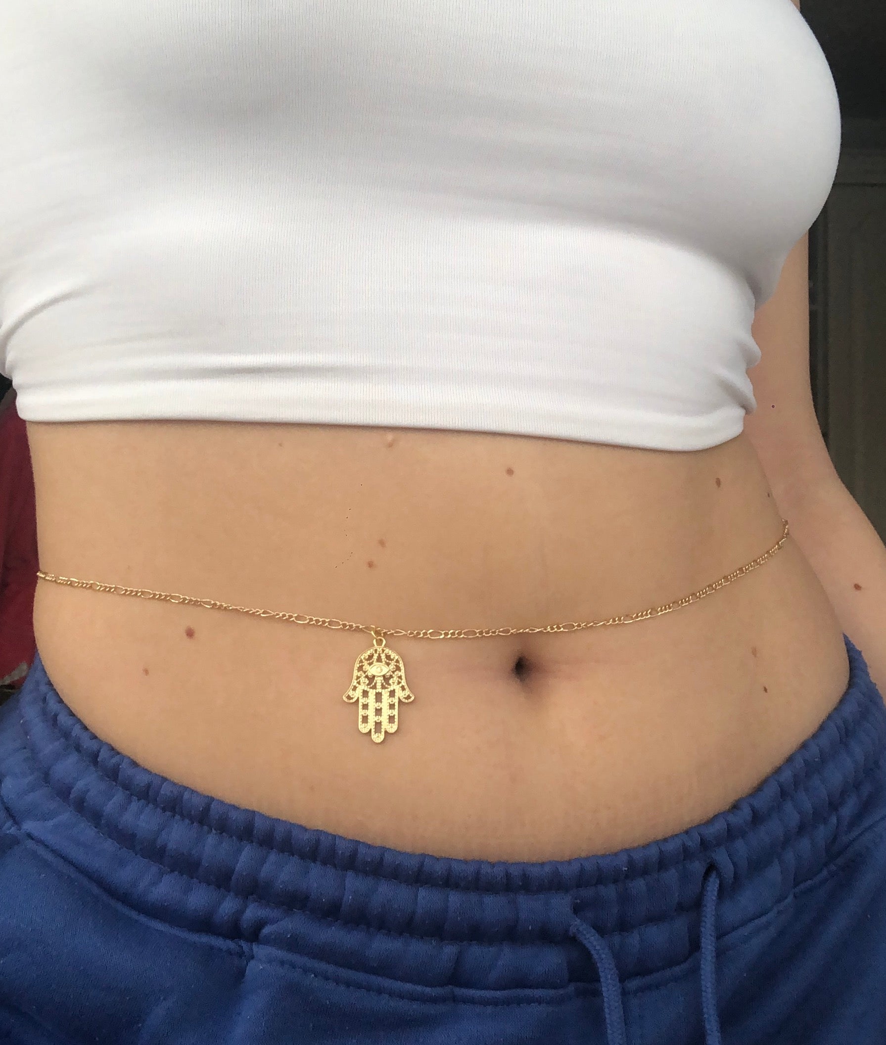 Hand of Fatima belly chain Gold