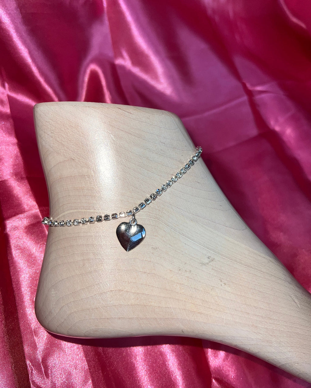 Silver heart anklet