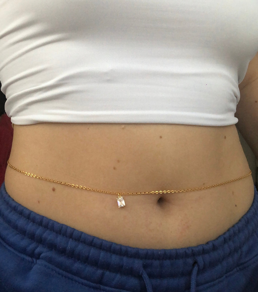Cz pendant belly chain Thin