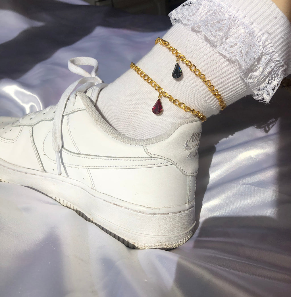 Single rain drop anklet