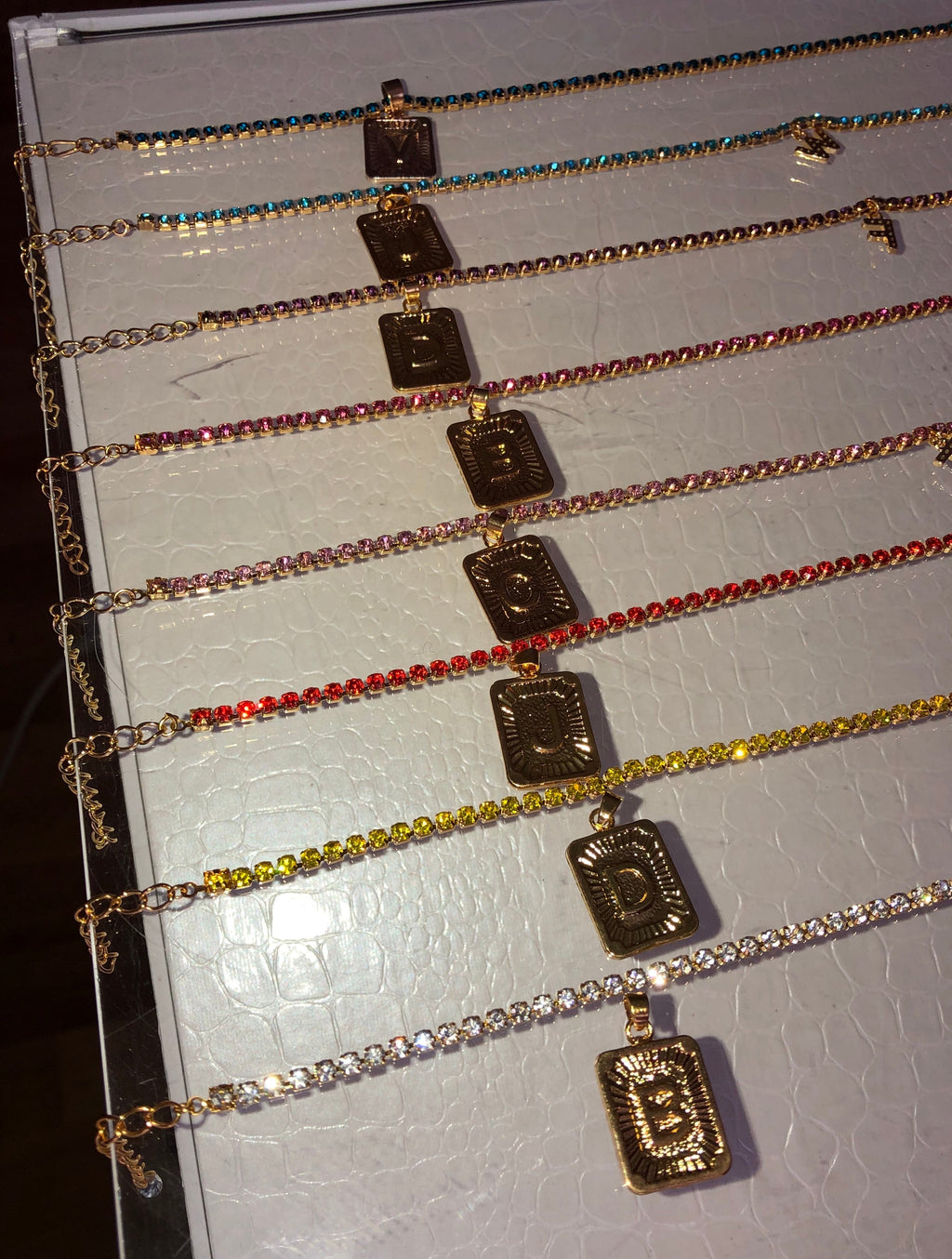 Rhinestone letter pendant anklet