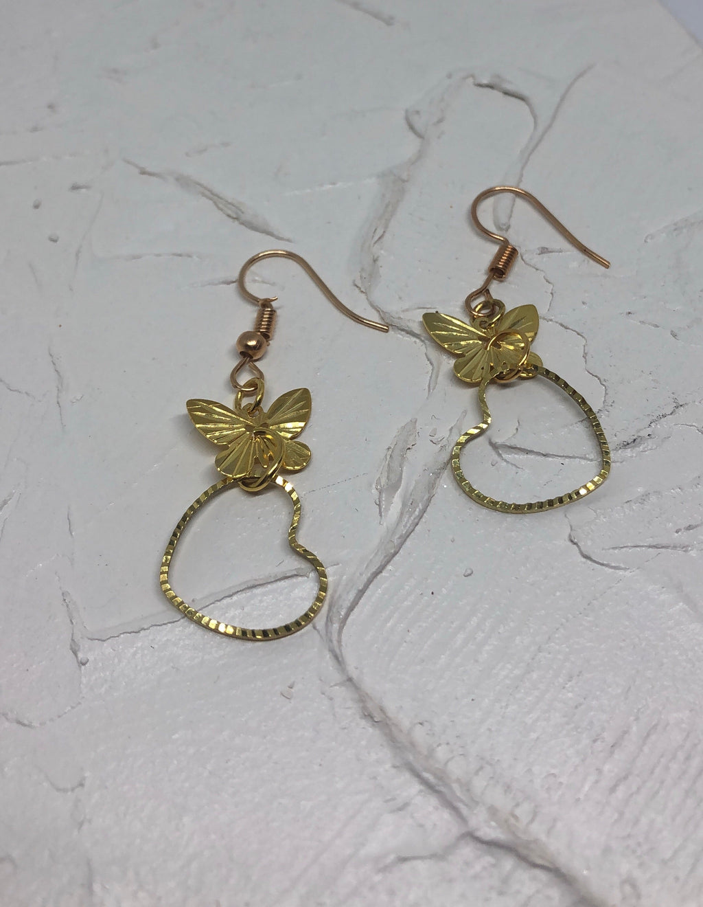 Butterfly heart earrings