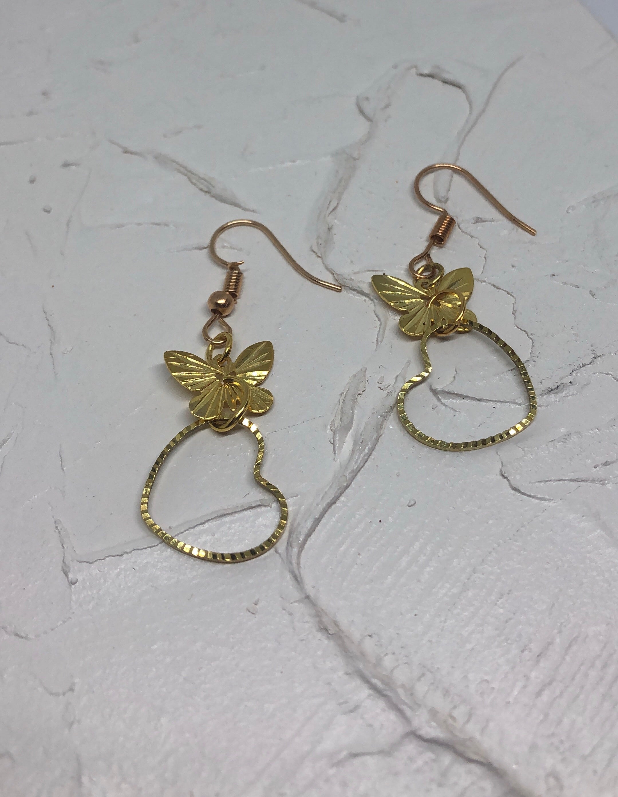 Butterfly heart earrings