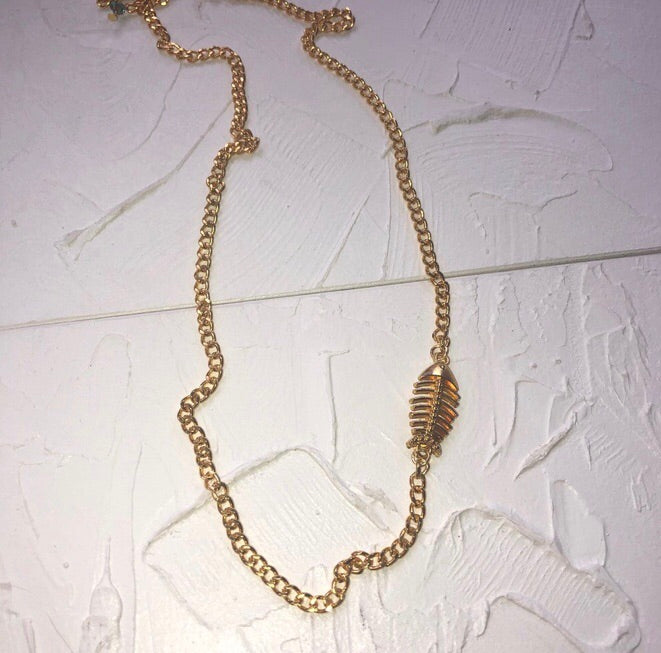 Fish bone necklace