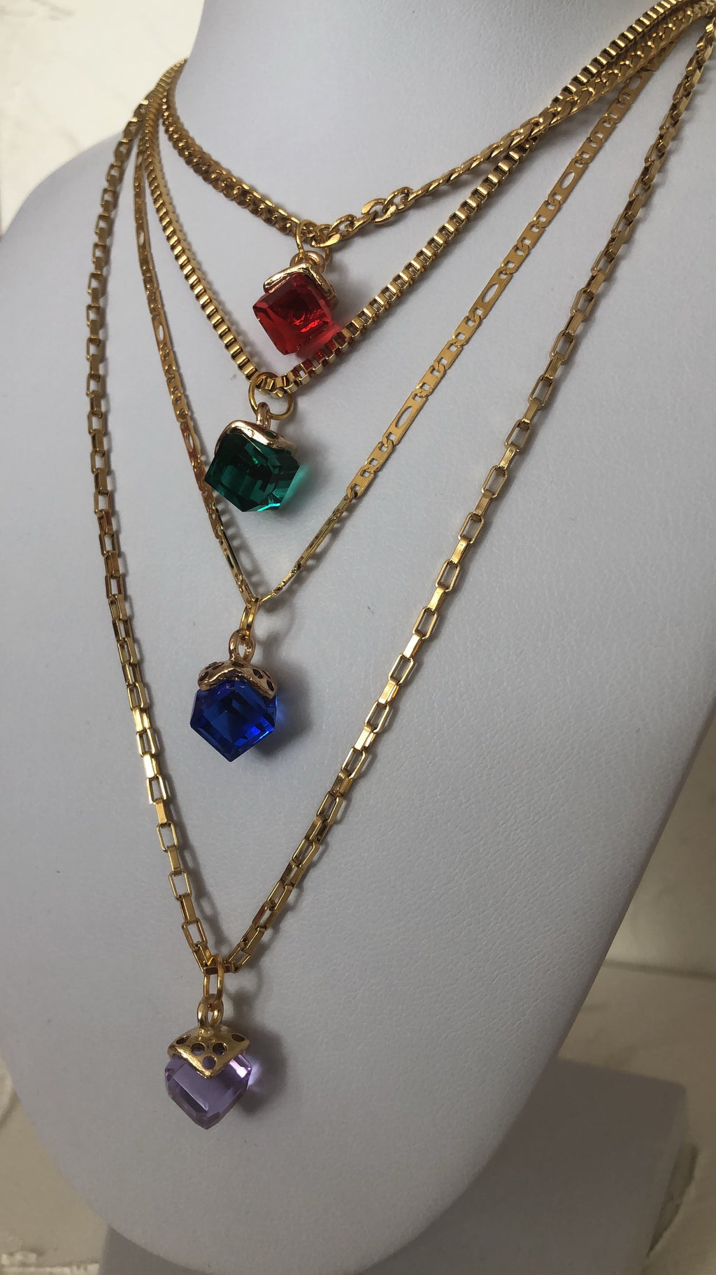 Crystal cube pendant necklace