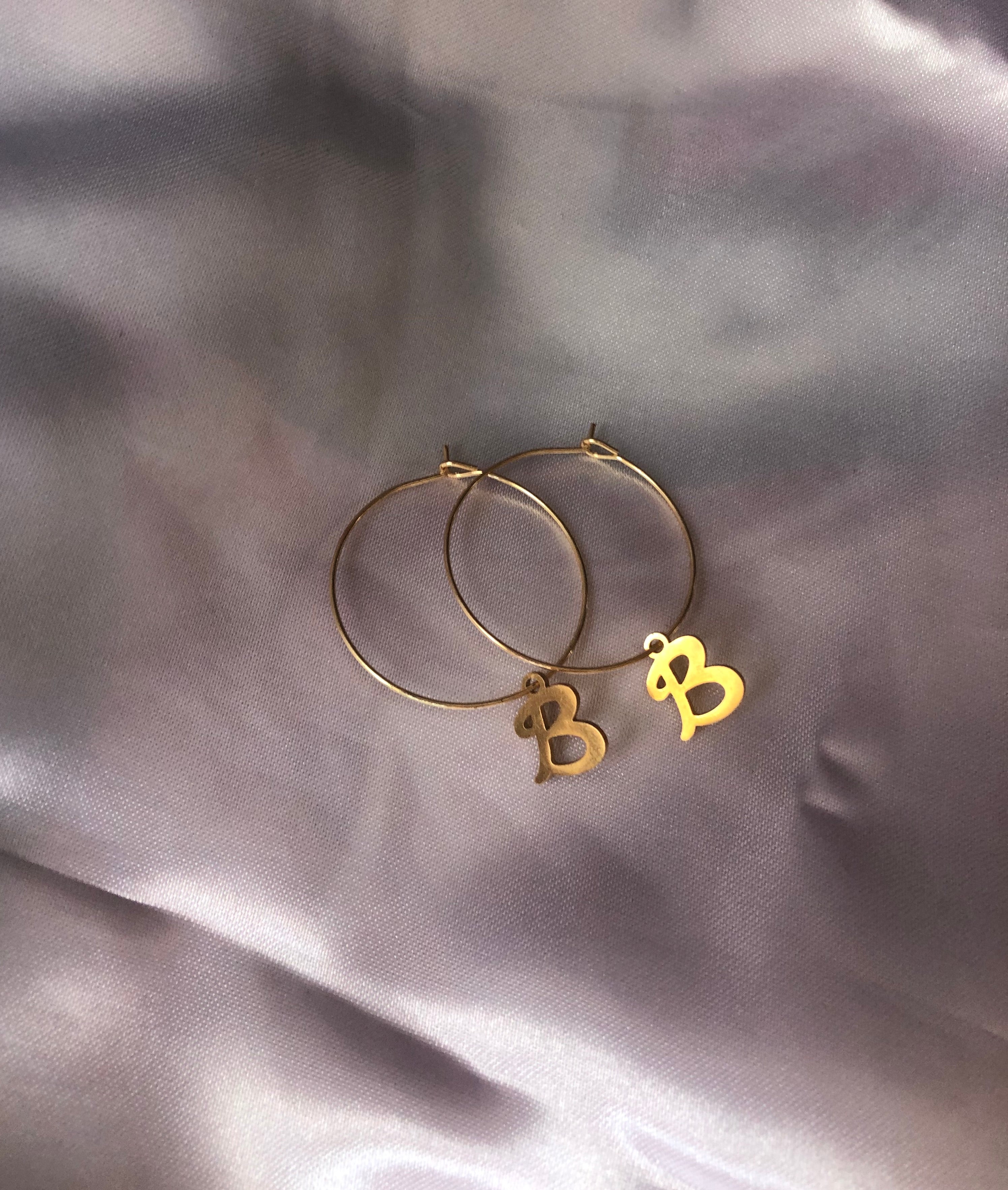 Charm letter hoops