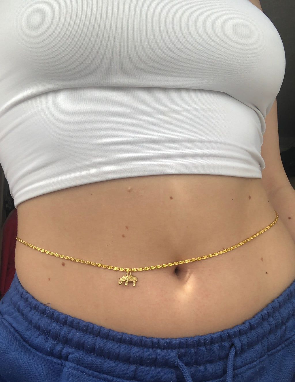 Elephant/ turquoise pendant belly chain Link elephant