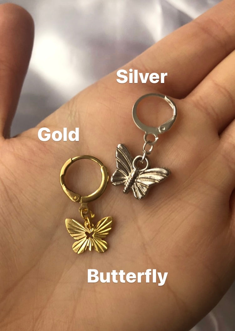 Pendant huggies III Butterfly silver