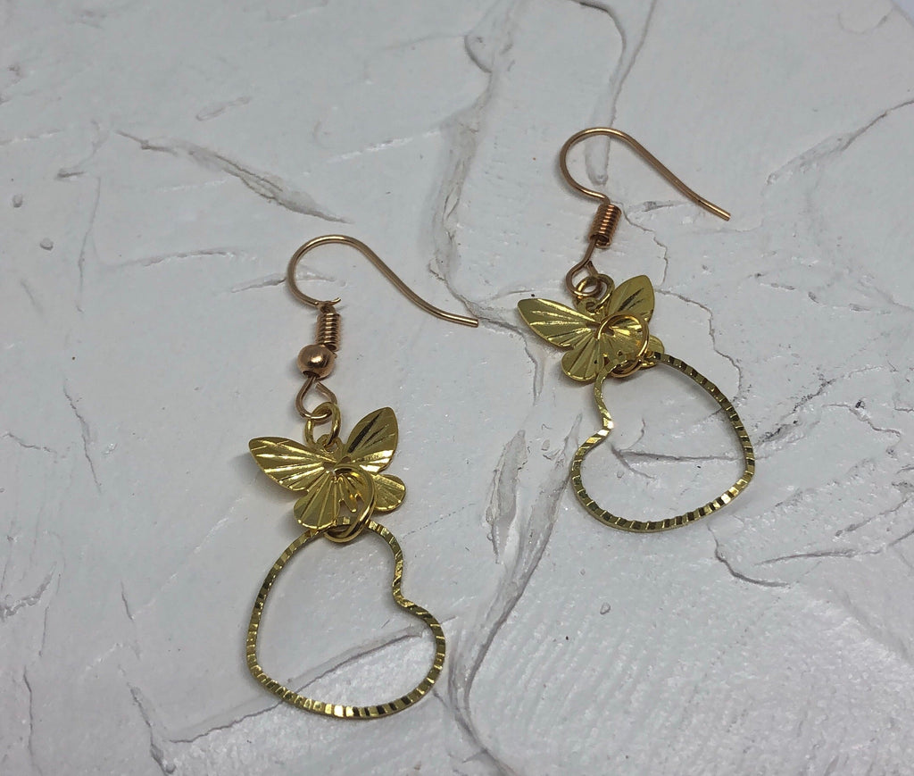 Butterfly heart earrings