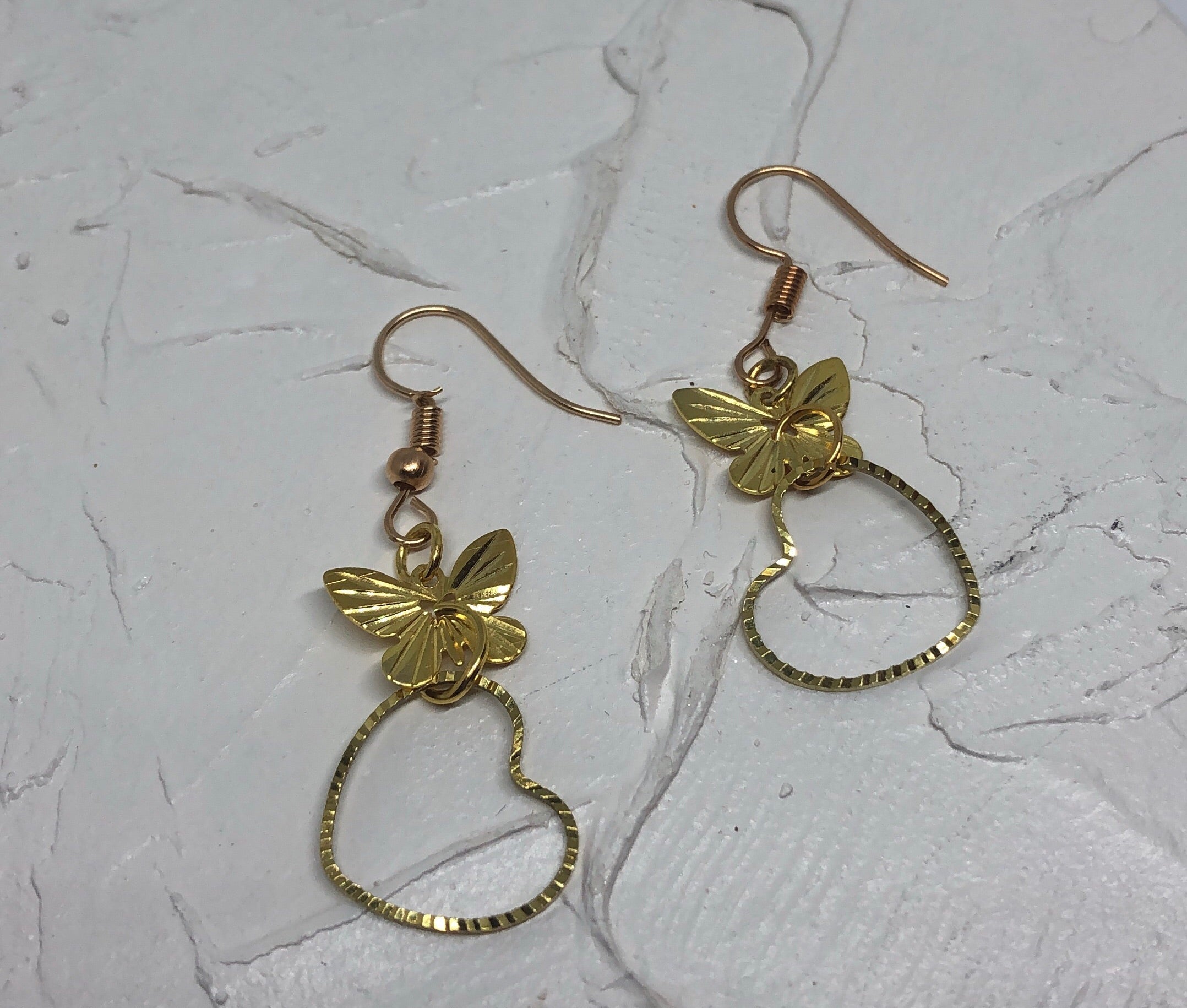 Butterfly heart earrings