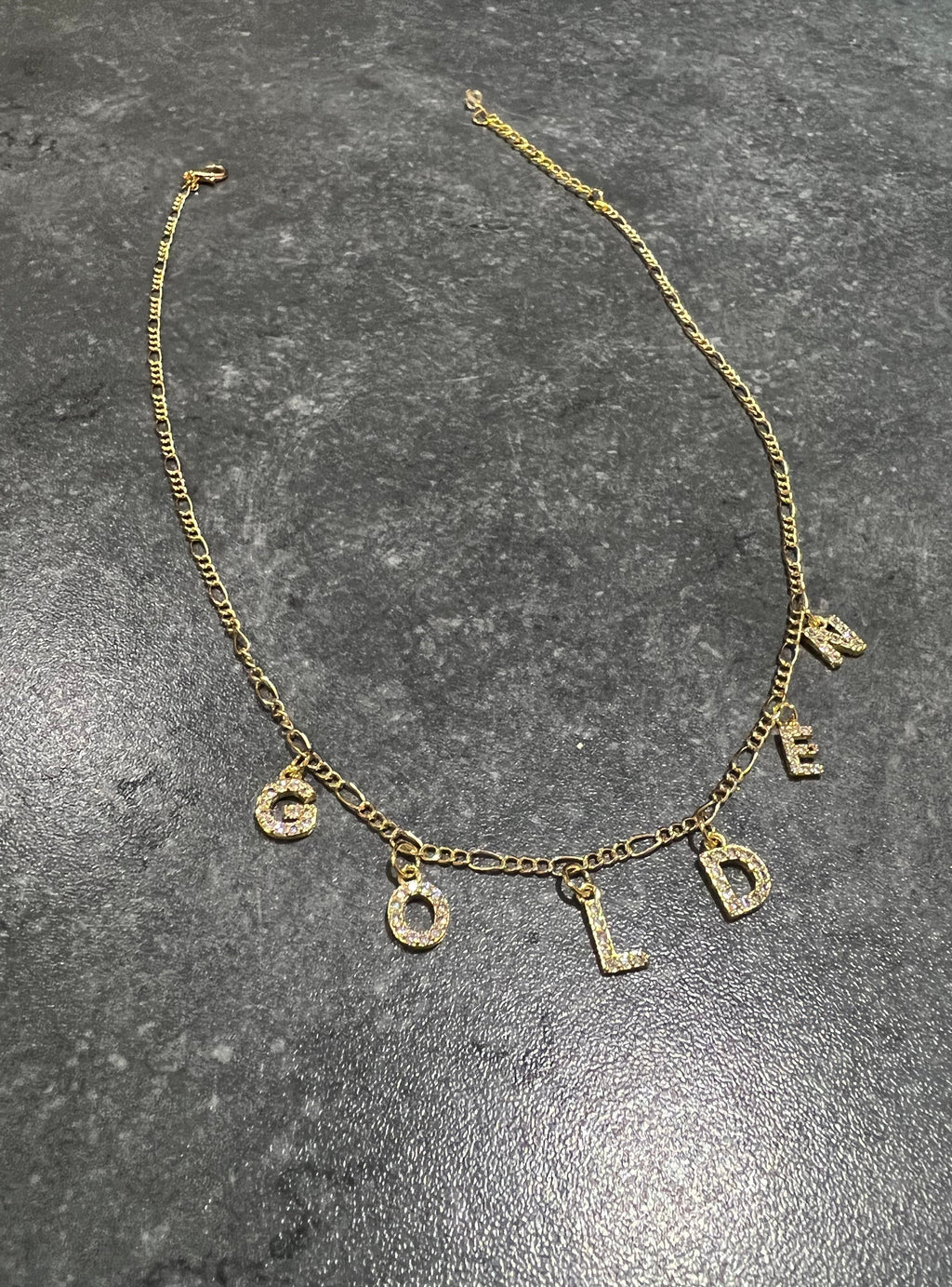 Cz name necklace 6 Figaro
