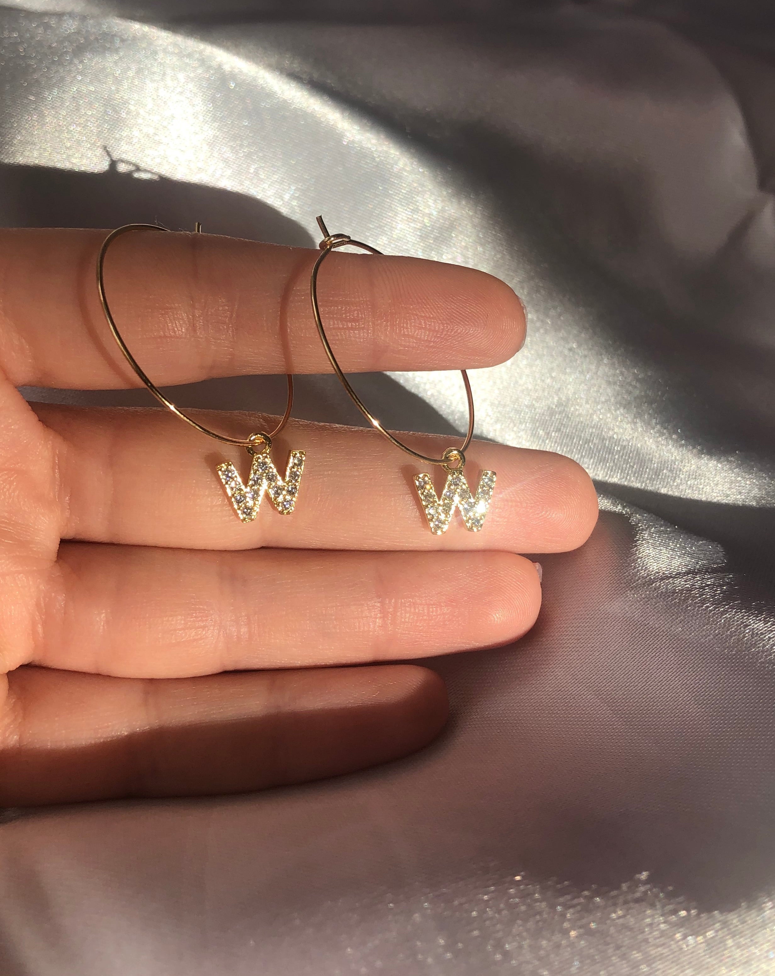 Cz letter pendant hoops