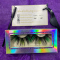 Mink Eyelashes with Color Extensions 25MM Green Yellow combination