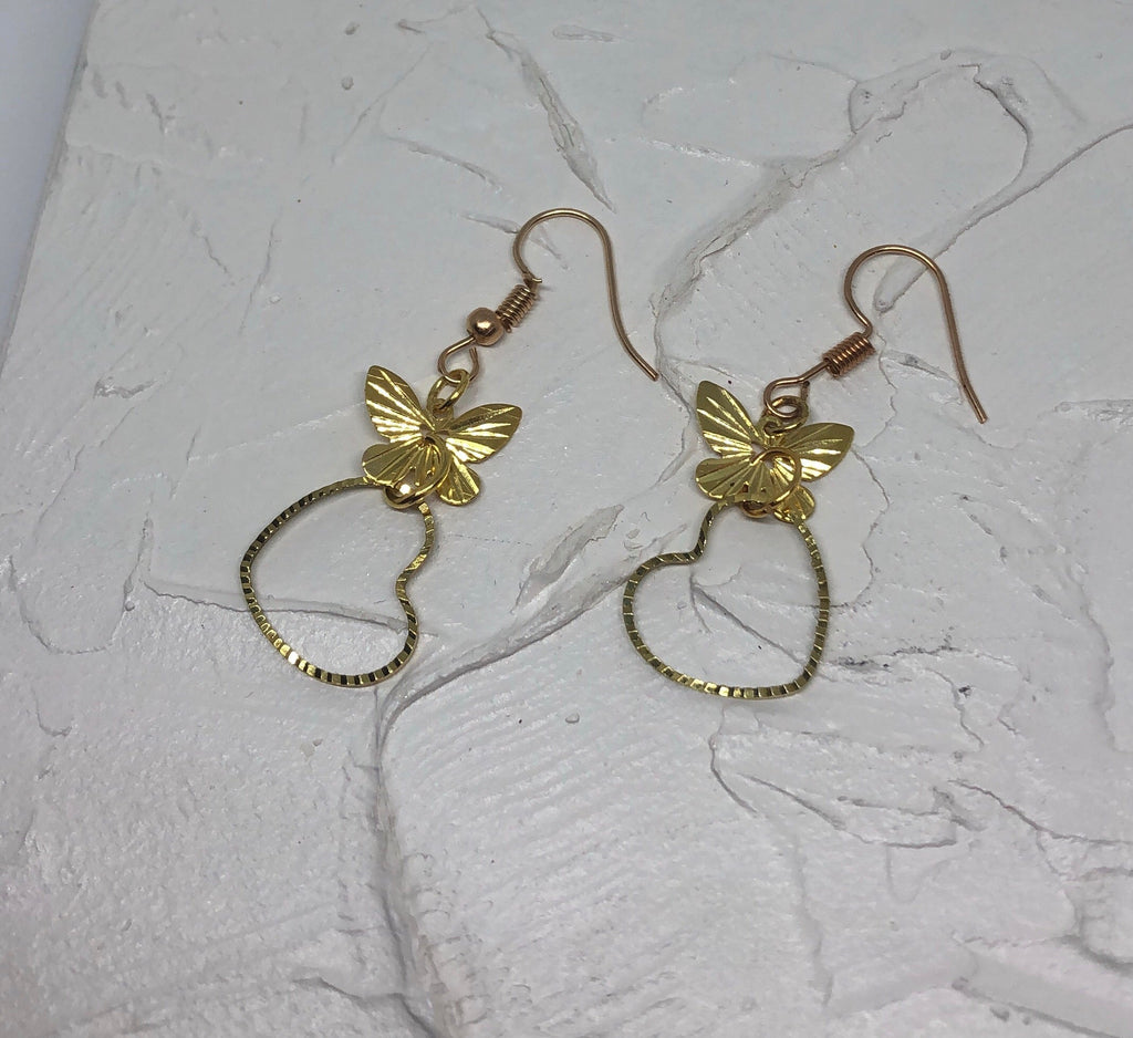 Butterfly heart earrings