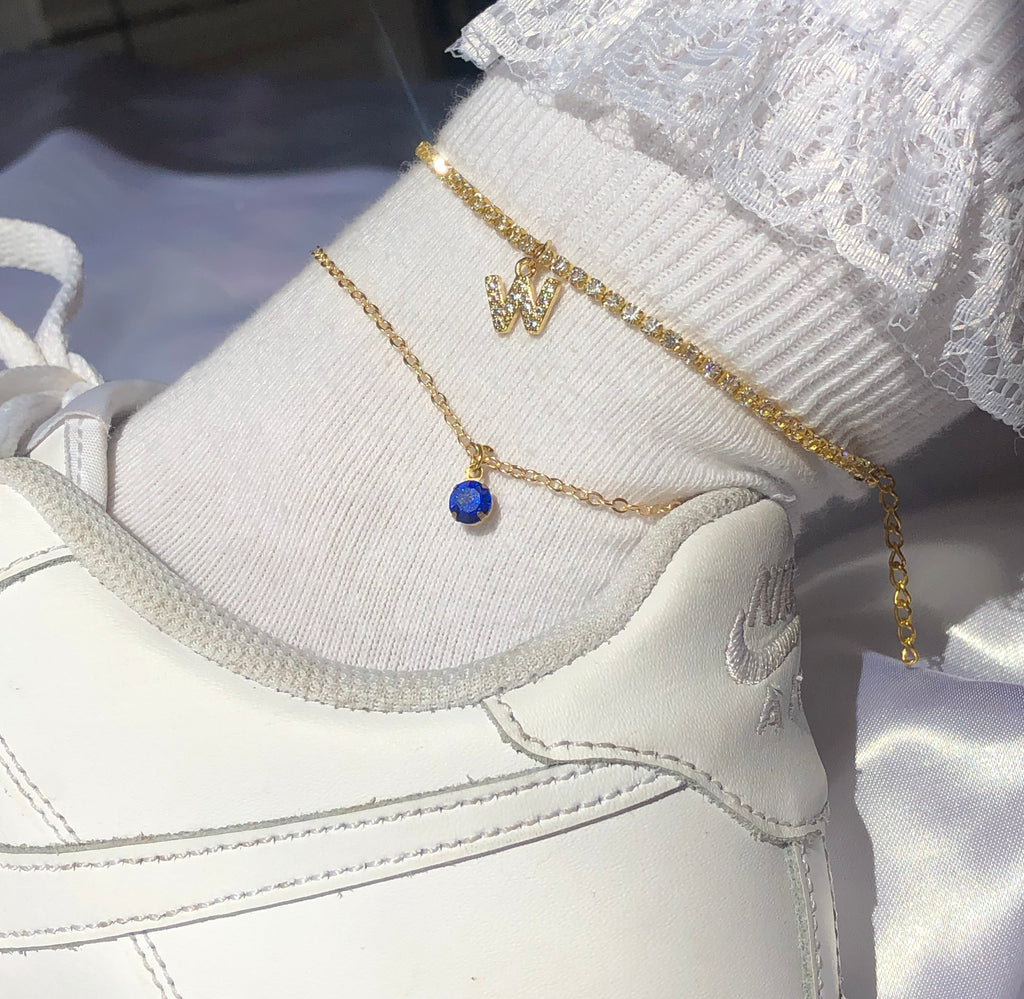 Icy drop anklet Blue Thin