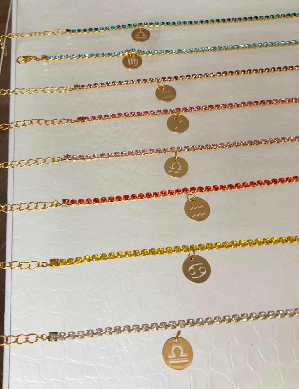 Rhinestone circle zodiac sign anklet