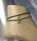 Rhinestone cz letter anklet