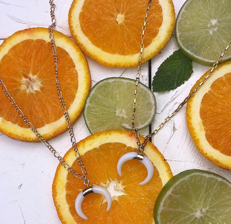 White horn pendant necklace
