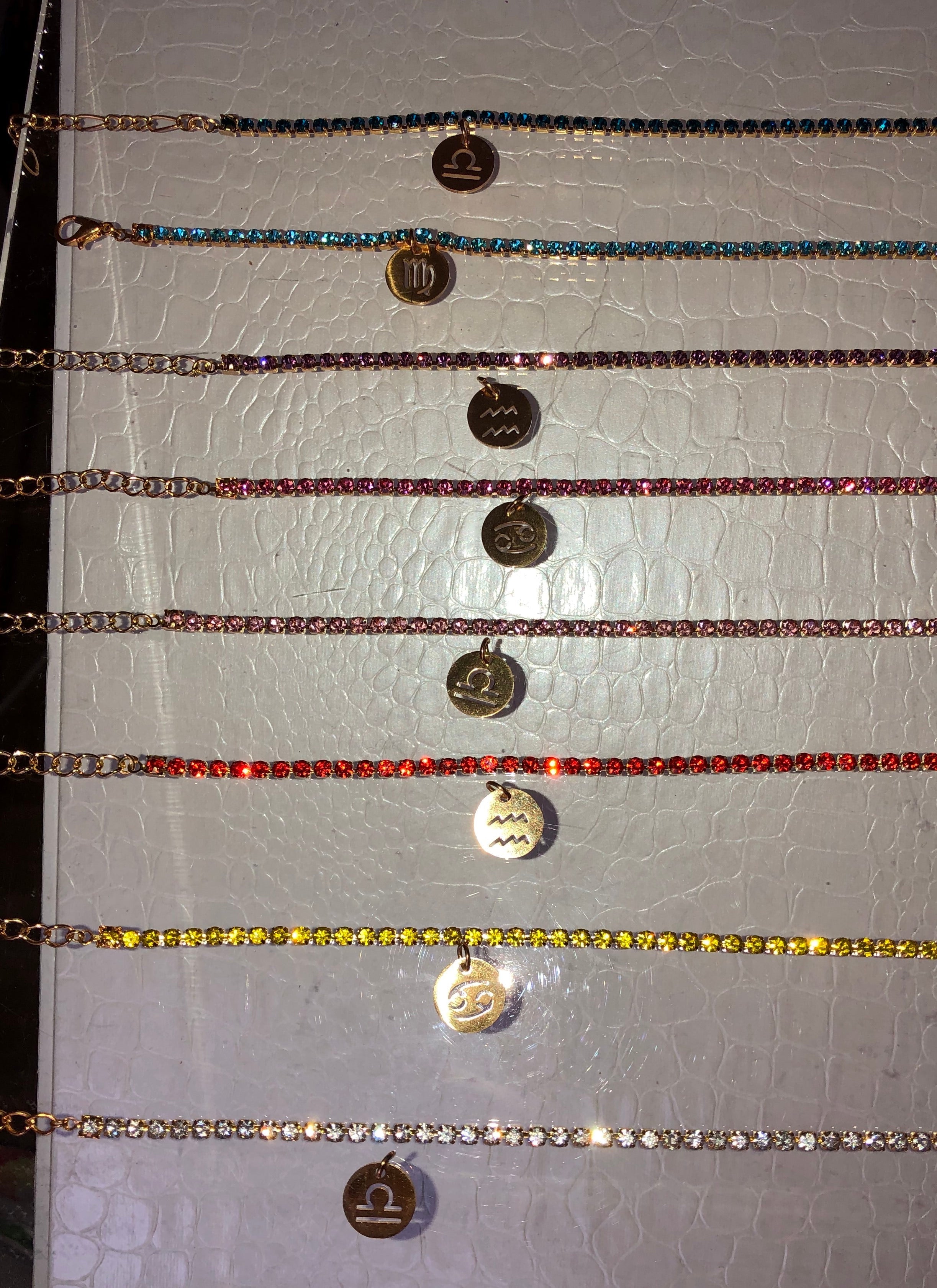 Rhinestone circle zodiac sign anklet