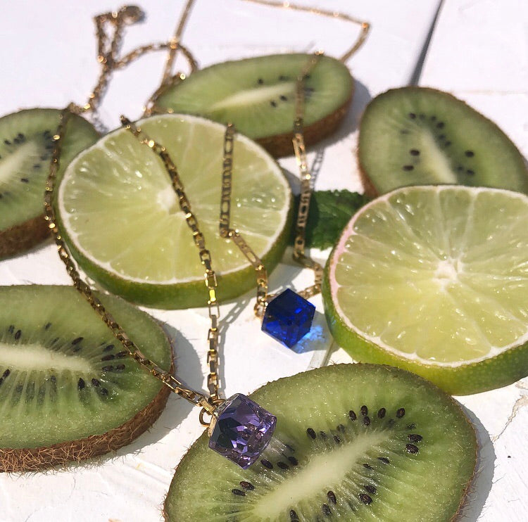 Crystal cube pendant necklace
