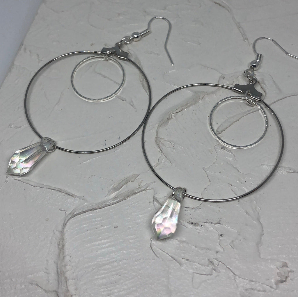 Double circle crystal hoops